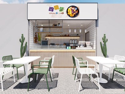 现代奶茶店3D模型下载